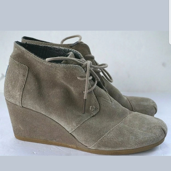Toms Shoes - Toms wedge booties desert taupe 8.5 suede